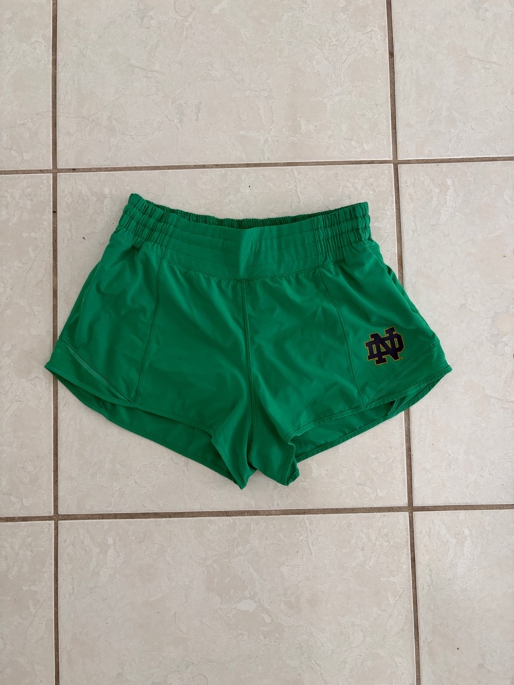 lululemon athletica Kelly Green Women's Athletic Shorts with Notre Dame Logo